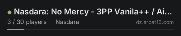 Nasdara: No Mercy - 3PP Vanila++ / Airdrops / No Trader on the AR16 DayZ server list