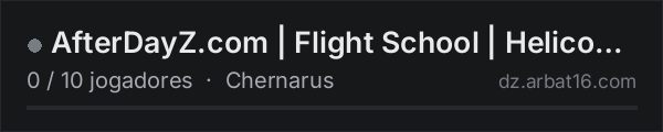 AfterDayZ.com | Flight School | Helicopters & Planes na lista de servidores de DayZ da AR16