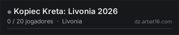 Kopiec Kreta: Livonia 2026 na lista de servidores de DayZ da AR16