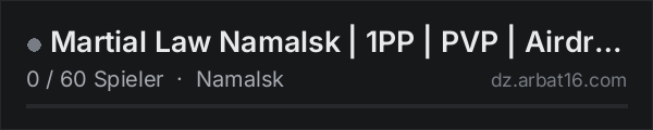 Martial Law Namalsk | 1PP | PVP | Airdrops | KOTH in der DayZ-Serverliste von AR16
