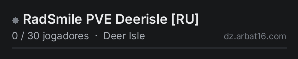 RadSmile PVE Deerisle [RU] na lista de servidores de DayZ da AR16
