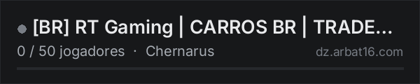 [BR] RT Gaming | CARROS BR | TRADER | KOTH | AIRDROP | KEYROOMS na lista de servidores de DayZ da AR16