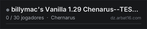 billymac's Vanilla 1.29 Chenarus--TESTING na lista de servidores de DayZ da AR16