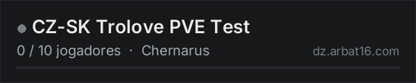 CZ-SK Trolove PVE Test na lista de servidores de DayZ da AR16