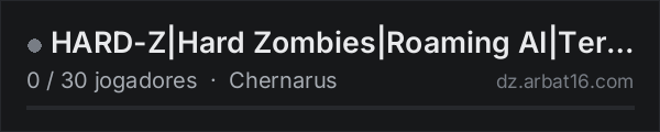 HARD-Z|Hard Zombies|Roaming AI|Terje|Build Anywhere| na lista de servidores de DayZ da AR16