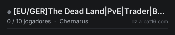 [EU/GER]The Dead Land|PvE|Trader|BBP|Helis|Airdrops|Custom Mods na lista de servidores de DayZ da AR16