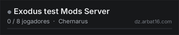 Exodus test Mods Server na lista de servidores de DayZ da AR16