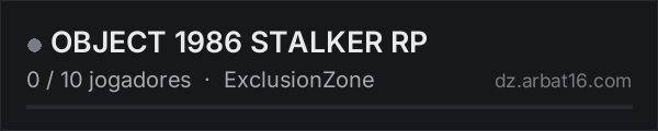 OBJECT 1986 STALKER RP na lista de servidores de DayZ da AR16