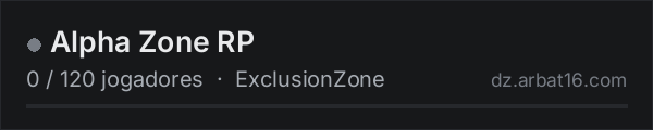 Alpha Zone RP na lista de servidores de DayZ da AR16
