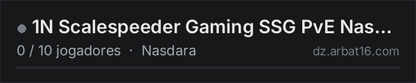1N Scalespeeder Gaming SSG PvE Nasdara Badlands Server na lista de servidores de DayZ da AR16
