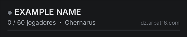 EXAMPLE NAME na lista de servidores de DayZ da AR16