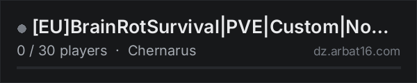 EUBrainRotSurvival|PVE|Custom|NoGroundLoot|18+|Sci-Fi| on the AR16 DayZ server list