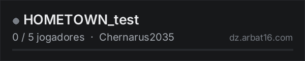 HOMETOWN_test na lista de servidores de DayZ da AR16
