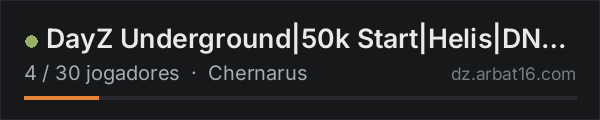 DayZ Underground|50k Start|Helis|DNA|Custom Areas|PvE Only na lista de servidores de DayZ da AR16