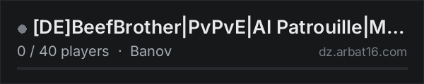 [DE]BeefBrother|PvPvE|AI Patrouille|Mods|Events|Cars+|Loot++ on the AR16 DayZ server list