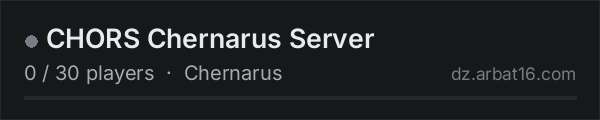 CHORS Chernarus Server on the AR16 DayZ server list