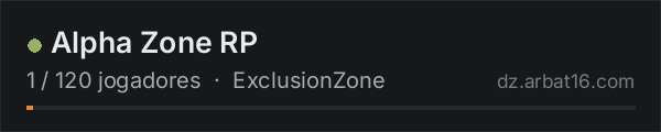 Alpha Zone RP na lista de servidores de DayZ da AR16
