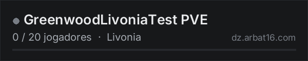 GreenwoodLivoniaTest PVE na lista de servidores de DayZ da AR16