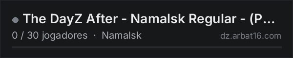 The DayZ After - Namalsk Regular - (PvE Only) Simply Vanilla na lista de servidores de DayZ da AR16
