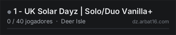 1 - UK Solar Dayz | Solo/Duo Vanilla+ na lista de servidores de DayZ da AR16