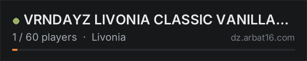 VRNDAYZ LIVONIA CLASSIC VANILLA [PVP/3PP] on the AR16 DayZ server list