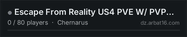 Escape From Reality US4 PVE W/ PVP Zones (WIP) on the AR16 DayZ server list