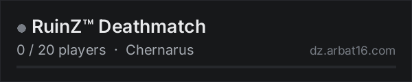 RuinZ™ Deathmatch on the AR16 DayZ server list
