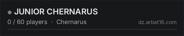 JUNIOR CHERNARUS on the AR16 DayZ server list