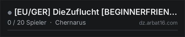 [EU/GER] DieZuflucht [BEGINNERFRIENDLY][TRADER][QUESTS][MMG][AI in der DayZ-Serverliste von AR16