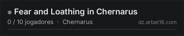 Fear and Loathing in Chernarus na lista de servidores de DayZ da AR16