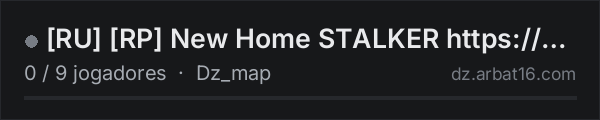 RU RP New Home STALKER https://discord.gg/43WDHwS4Yj Test s na lista de servidores de DayZ da AR16