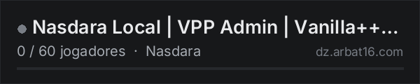 Nasdara Local | VPP Admin | Vanilla++ Map na lista de servidores de DayZ da AR16