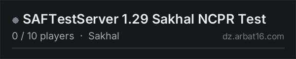 SAFTestServer 1.29 Sakhal NCPR Test on the AR16 DayZ server list