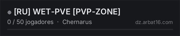 [RU] WET-PVE [PVP-ZONE] na lista de servidores de DayZ da AR16