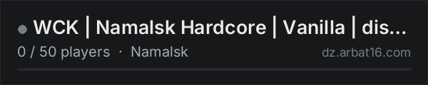 WCK | Namalsk Hardcore | Vanilla | discord.wckclan.org on the AR16 DayZ server list