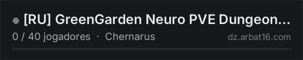 RU GreenGarden Neuro PVE Dungeons 2 na lista de servidores de DayZ da AR16