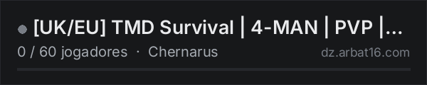 [UK/EU] TMD Survival | 4-MAN | PVP | 5x LOOT | EVENTS | KEYCARD na lista de servidores de DayZ da AR16