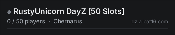 RustyUnicorn DayZ [50 Slots] on the AR16 DayZ server list