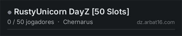 RustyUnicorn DayZ [50 Slots] na lista de servidores de DayZ da AR16