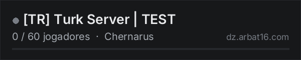 [TR] Turk Server | TEST na lista de servidores de DayZ da AR16
