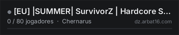 EU |SUMMER| SurvivorZ | Hardcore Survival | 1PP | PvP na lista de servidores de DayZ da AR16