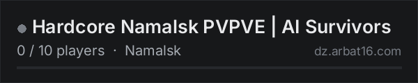 Hardcore Namalsk PVPVE | AI Survivors on the AR16 DayZ server list