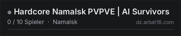 Hardcore Namalsk PVPVE | AI Survivors in der DayZ-Serverliste von AR16