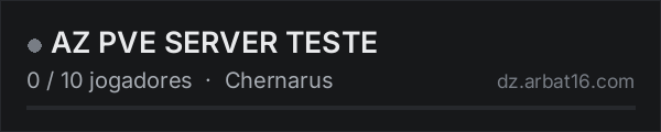 AZ PVE SERVER TESTE na lista de servidores de DayZ da AR16
