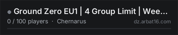 Ground Zero EU1 | 4 Group Limit | Weekend Raiding | High FPS on the AR16 DayZ server list