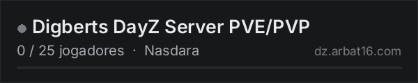 Digberts DayZ Server PVE/PVP na lista de servidores de DayZ da AR16