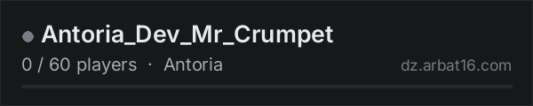 Antoria_Dev_Mr_Crumpet on the AR16 DayZ server list