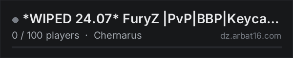 *WIPED 24.07* FuryZ |PvP|BBP|Keycards|Helis|Airdrops|Raid|Event on the AR16 DayZ server list