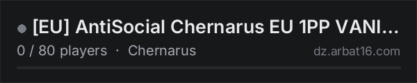 EU AntiSocial Chernarus EU 1PP VANILLA+ on the AR16 DayZ server list