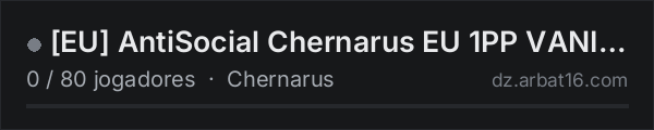 [EU] AntiSocial Chernarus EU 1PP VANILLA+ na lista de servidores de DayZ da AR16